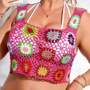 Colorful Crochet Crop Top 🩷